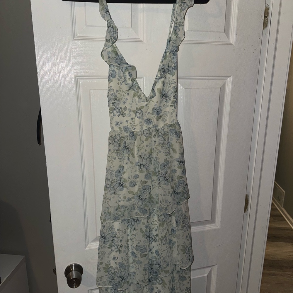 Altar'd State Blue and White Floral Backless Dress
